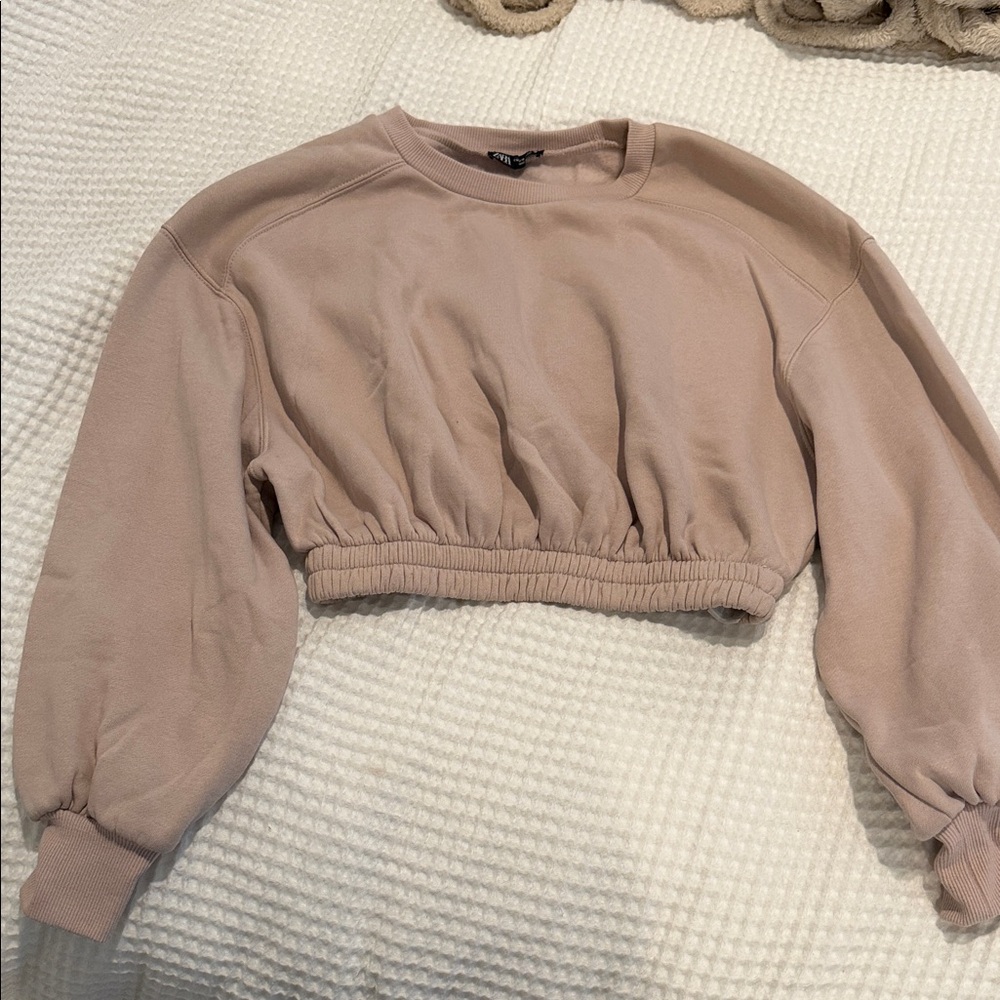 Zara Women's Cropped Sweatshirt - Pink